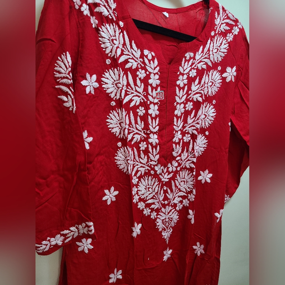 SOLD New 2 pc hand embroidered chikankari top+ palazzo pant - Picture 4 of 5